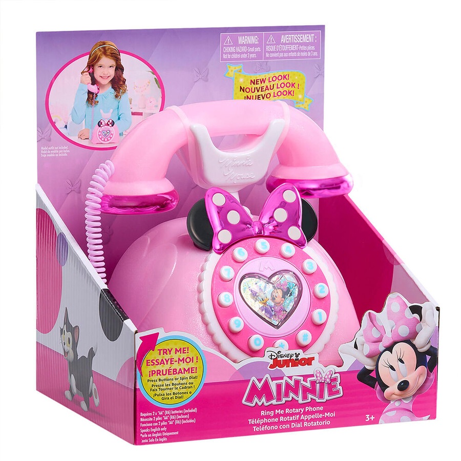 Disney Minnie Mouse Ring Me Rotary Phone​ Kids Interactive Play Toy Pink 3y+