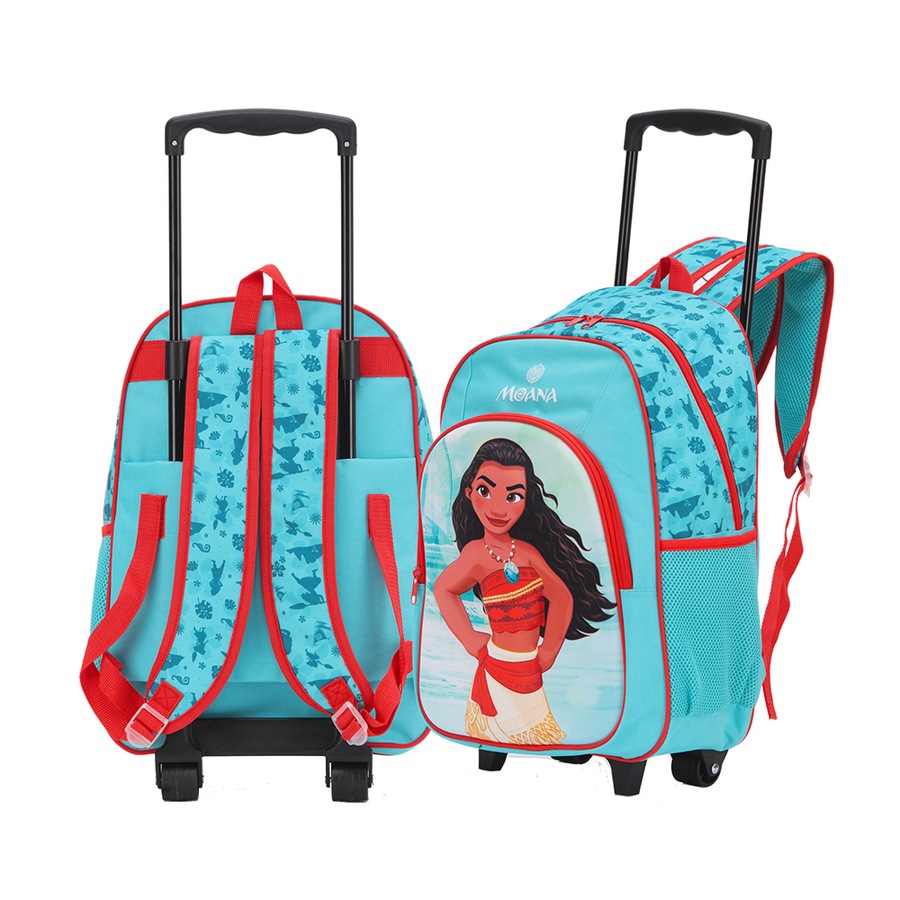 Disney Moana 17'' Trolley Backpack Kids/Children 2-Wheeled Travel Bag Blue