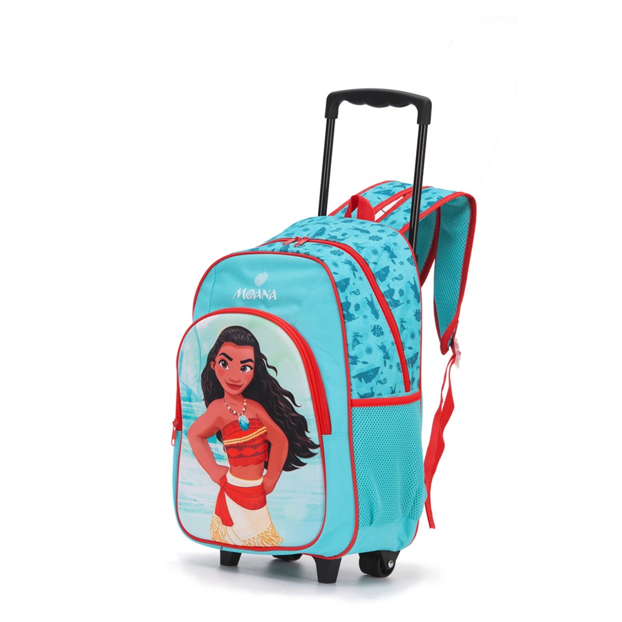Disney Moana 17'' Trolley Backpack Kids/Children 2-Wheeled Travel Bag Blue