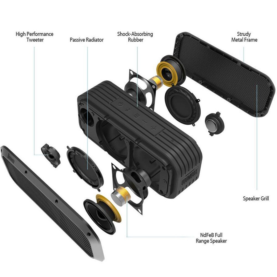 Divoom Voombox-Pro Wireless Bluetooth Speaker IPX5 Waterproof 12 Hr 40W Black