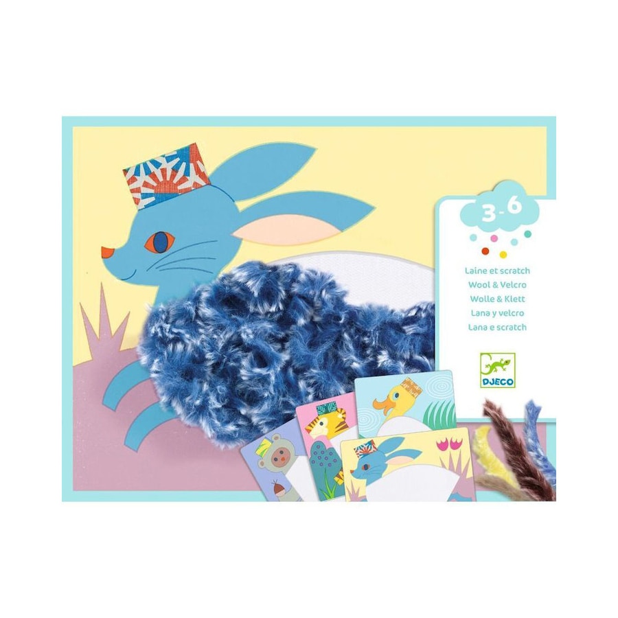Djeco 4 Animals with Hats Wool & Velcro Collage Kids Activity Craft Kit 3y+