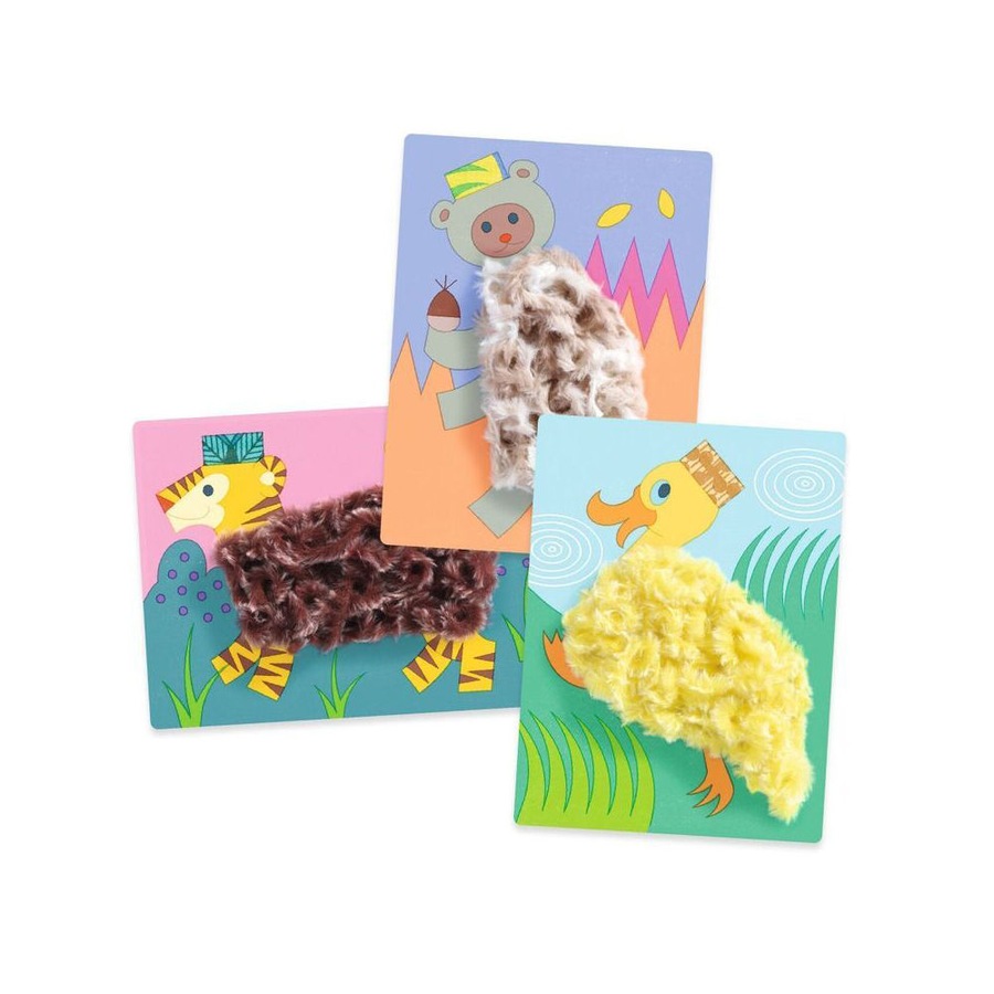 Djeco 4 Animals with Hats Wool & Velcro Collage Kids Activity Craft Kit 3y+