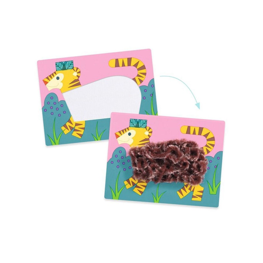 Djeco 4 Animals with Hats Wool & Velcro Collage Kids Activity Craft Kit 3y+