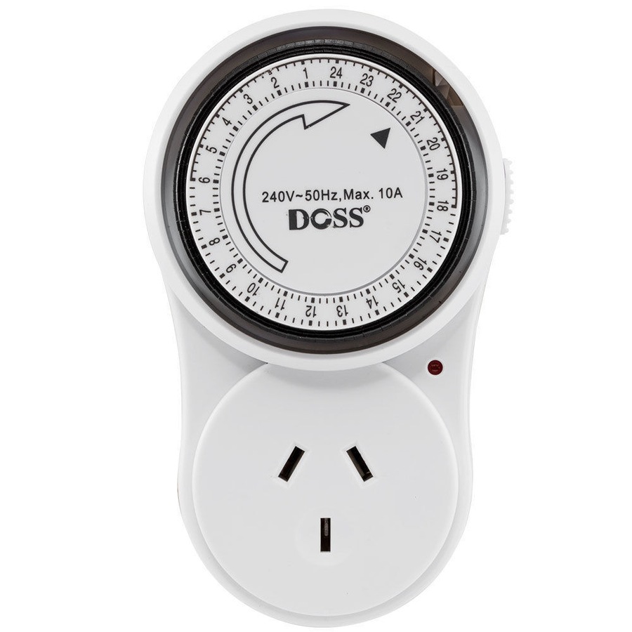 Doss 24HR Analogue Mechanical Time Indoor Wall Plug Switch Timer 240V 2400W Max