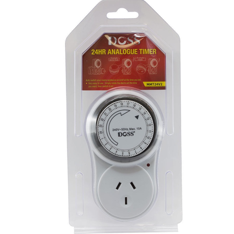 Doss 24HR Analogue Mechanical Time Indoor Wall Plug Switch Timer 240V 2400W Max