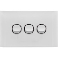 Doss ASW3 115mm Acrylic Wall Plate 3 Gang Light Power Switch 2 Way On/Off White