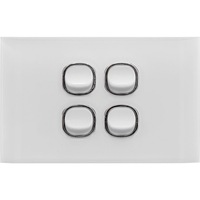 Doss ASW4 Acrylic Wall Plate 4 Gang Light Switch 2 Way On/Off 74 x 115mm White