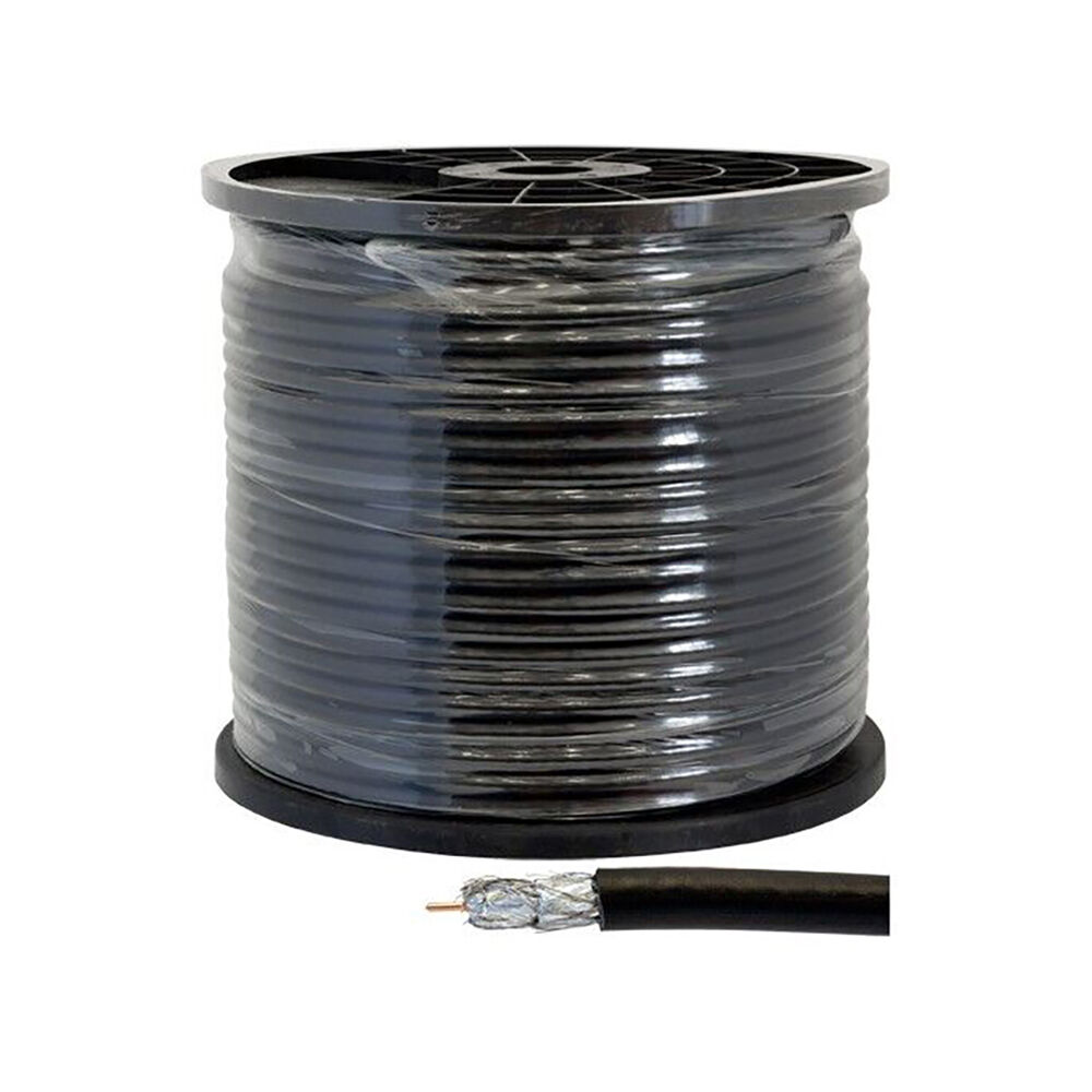 Doss Quad Shield RG6 75 OHM Coaxial Cable Cord Lead Reel Roll Black 100M Australia