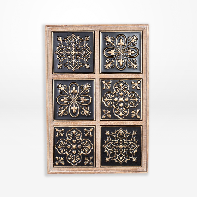 Buy DWBH Pressed Metal Iron/Birch Wall Art Home Decor With Wood Frame