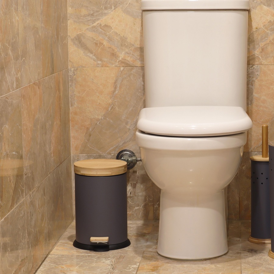 Eco Basics 3L Rubbish Bin/Trash Garbage Can Waste Container Storage Charcoal