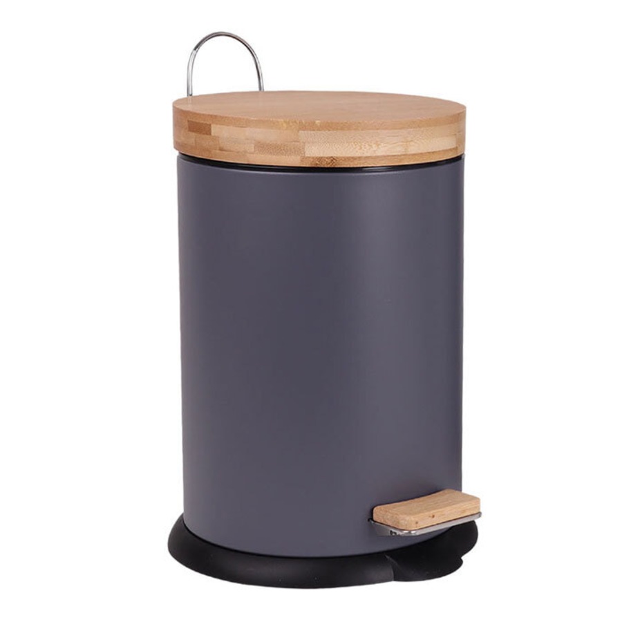 Eco Basics 3L Rubbish Bin/Trash Garbage Can Waste Container Storage Charcoal