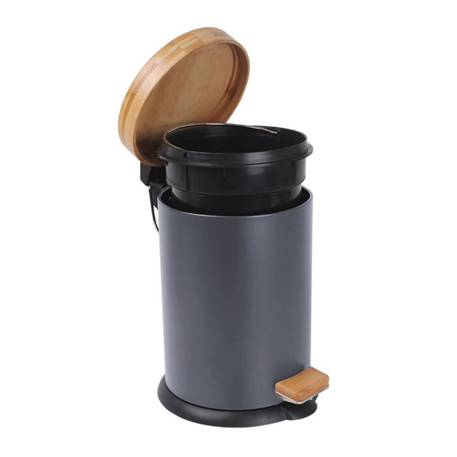 Eco Basics 3L Rubbish Bin/Trash Garbage Can Waste Container Storage Charcoal