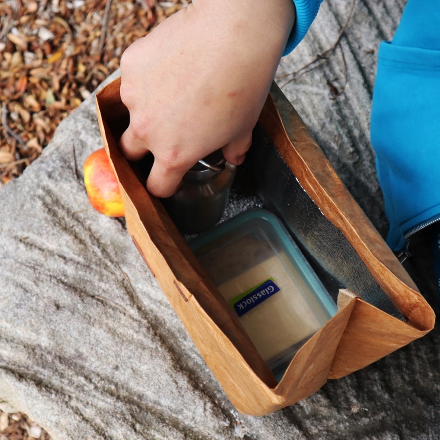 Eco Basics Reusable Insulated Paper Snack/Lunch Bag Waterproof Storage Brown