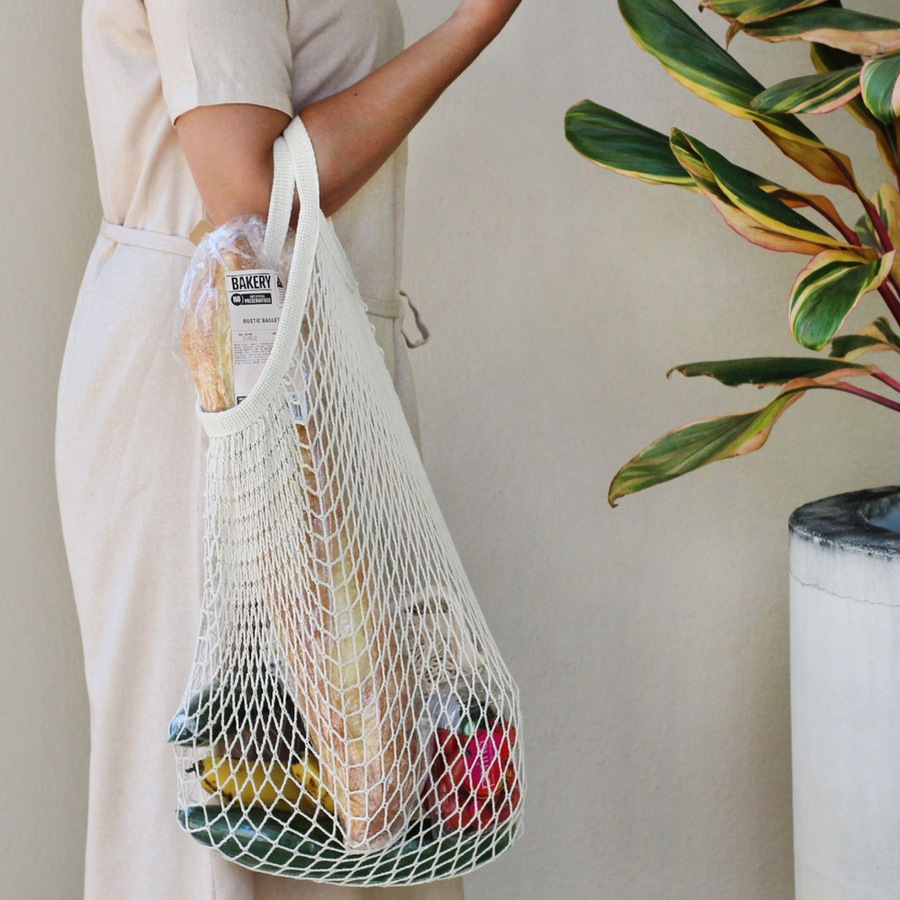 Eco Basics Reusable Organic Cotton Shopping Bag w/ Short/Carry Handle Cream