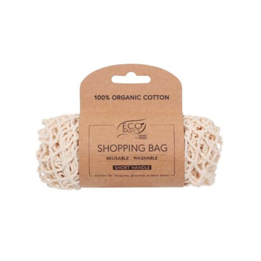 Eco Basics Reusable Organic Cotton Shopping Bag w/ Short/Carry Handle Cream