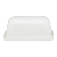 Ecology Fine Bone China Canvas Kitchen Butter Storage Dish w/ Tray - White