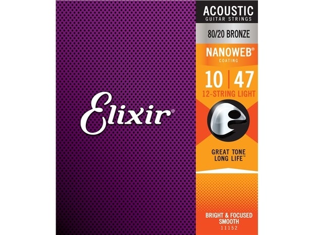 Elixir #11152 Acoustic Nano 80/20 Bronze Guitar 12-String 10-47 Light Gauge