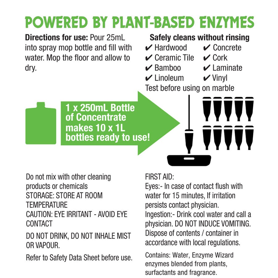 Enzyme Magic No Rinse Floor Cleaner, Heavy Duty Outdoor Cleaner & Glass Cleaner