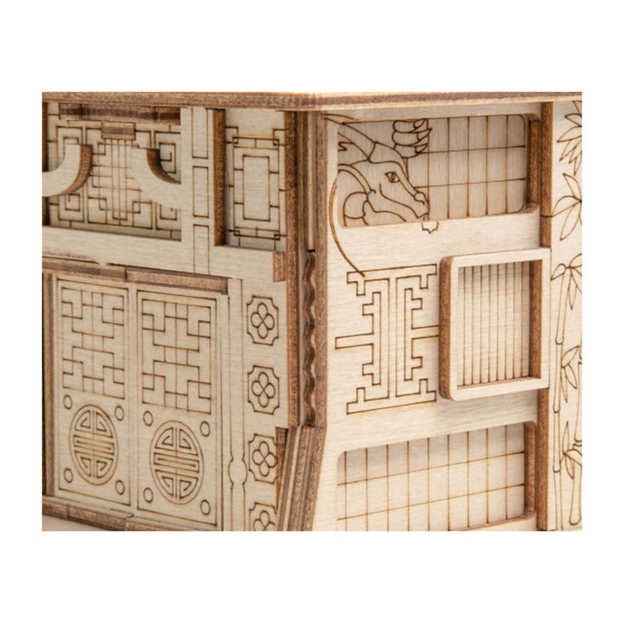 Escape Welt House Of The Dragon Wooden 3D Puzzle Box Kids Solving Mystery Toy