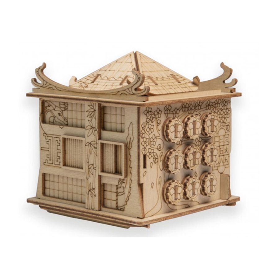 Escape Welt House Of The Dragon Wooden 3D Puzzle Box Kids Solving Mystery Toy