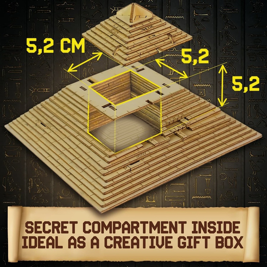 Escape Welt Quest Pyramid Wooden 3D Puzzle Kids/Family Toy w/ Hidden Compartment