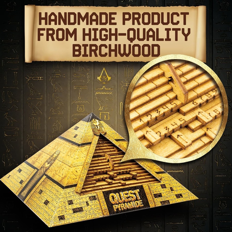 Escape Welt Quest Pyramid Wooden 3D Puzzle Kids/Family Toy w/ Hidden Compartment