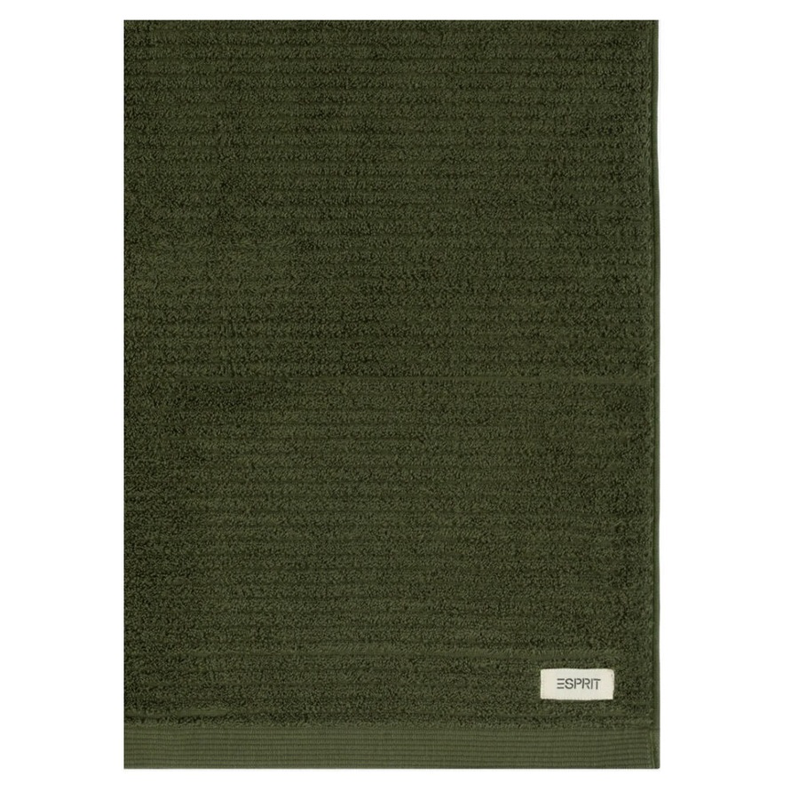 Esprit 600GSM Porto Ribbed Combed Cotton Bath Towel 68x137cm Olive Khaki Green