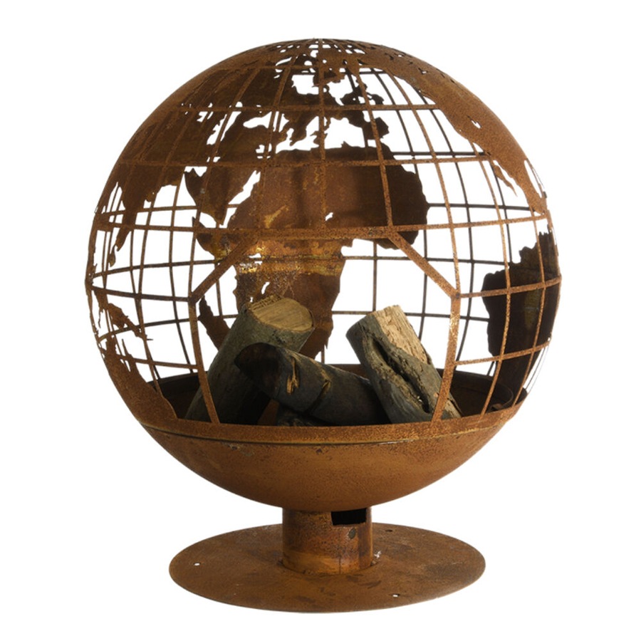 Buy Esschert Design Fire Ball Pre-Rusted Laser Cut Globe Indoor Outdoor ...