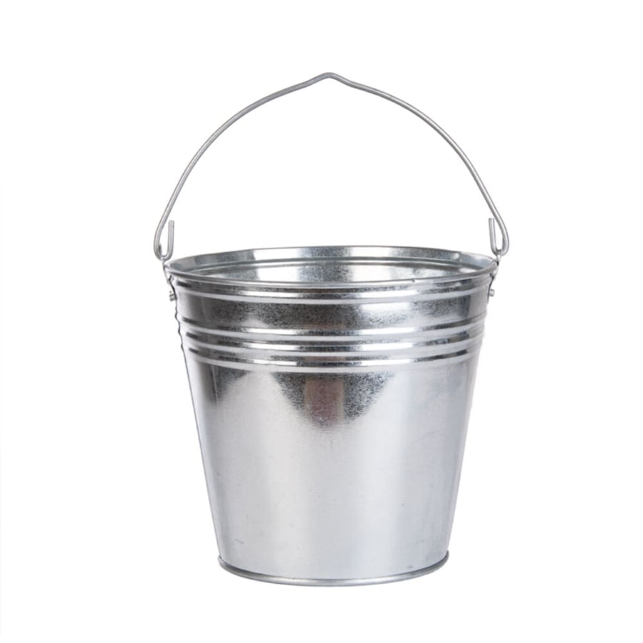 Esschert Design Zinc Metal Bucket Outdoor Garden Container Large 9.1L Silver