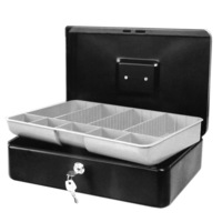 Esselte Classic Cash/Money/Coin/Note Box/Safe No 12 w/ Lock/2 Keys/Handle Black