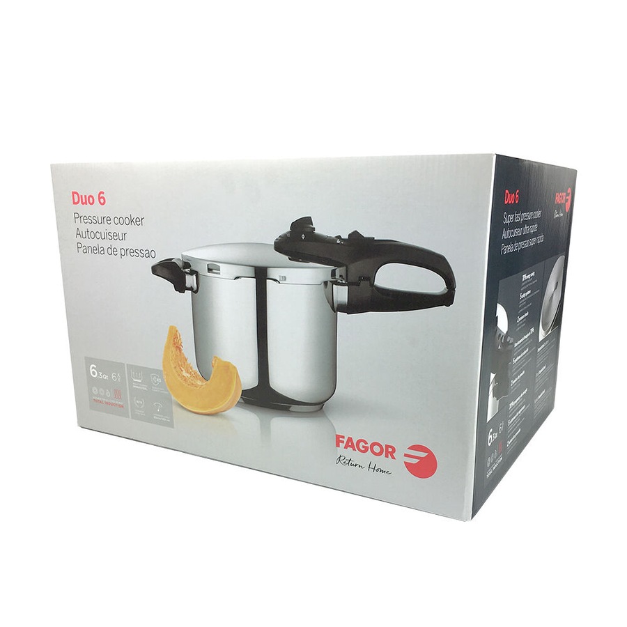 Fagor Duo 6L Stainless Steel Pressure Cooker Kitchen Stovetop Cookware Silver