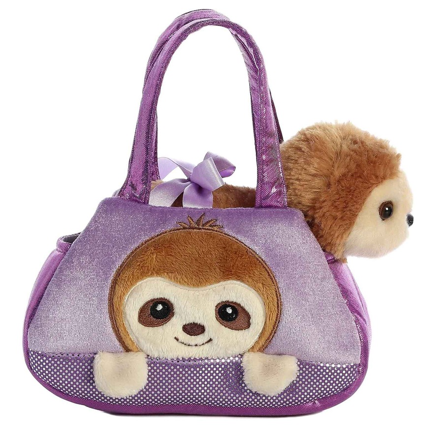 Fancy Pals Sloth Stuffed Animal Plush Kids Toy w/ Carry Bag 18cm Purple 3y+