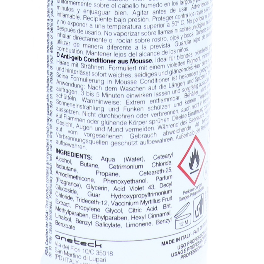 Fanola 250ml No Yellow Incredible Foam Conditioner For Bleached & Blonde Hair