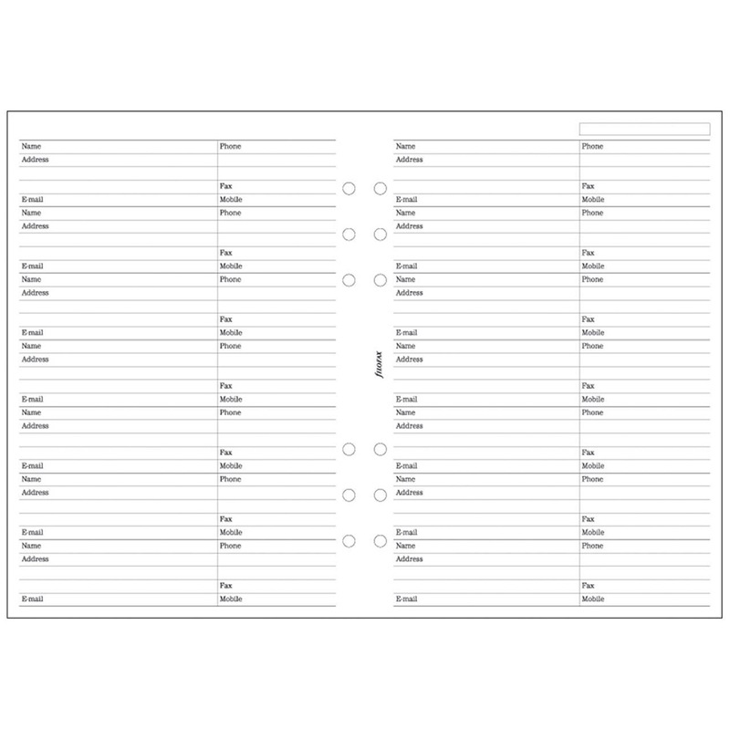 Buy Filofax A5 Name/Address/Email/Phone/Fax Contact Memo Inserts ...