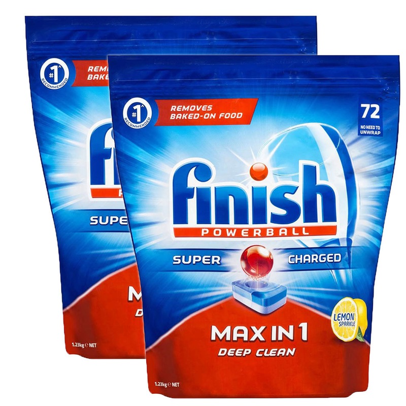 Finish 144 Tablets All in 1 Max Powerball Super Charged for Dishwashing