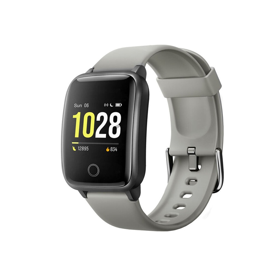 Fitsmart 33mm Android/IOS Bluetooth Smart Watch w/ Silicone Strap Silver Grey