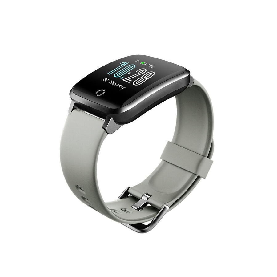 Fitsmart 33mm Android/IOS Bluetooth Smart Watch w/ Silicone Strap Silver Grey