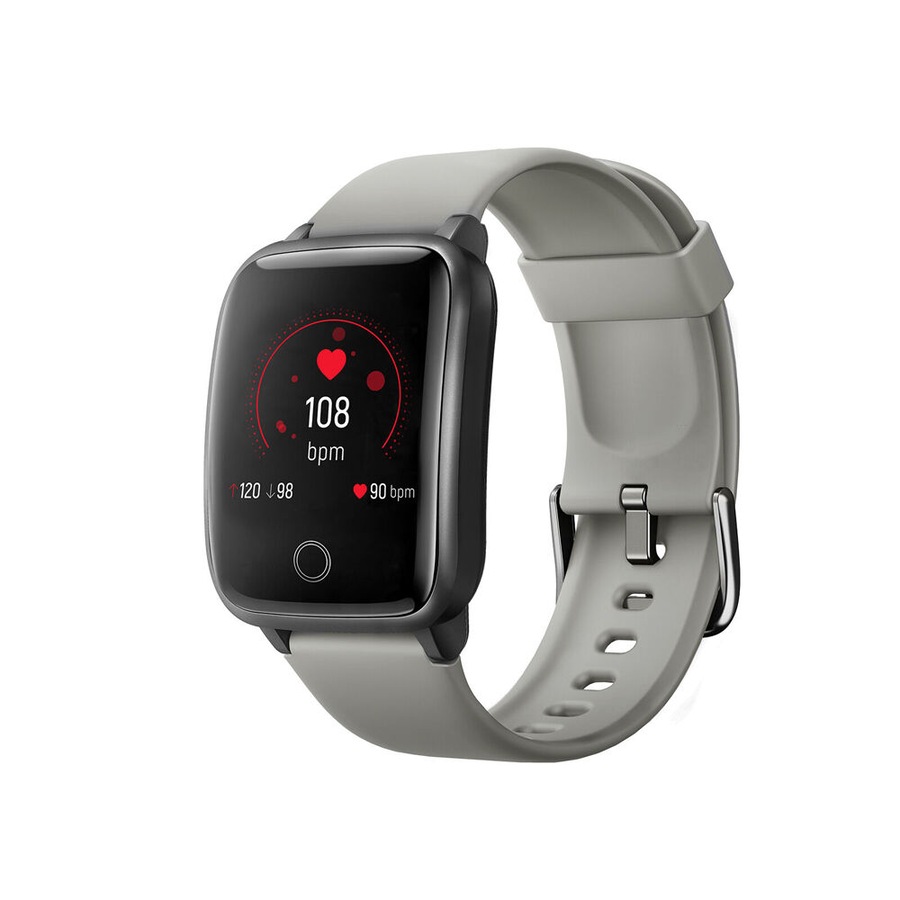 Fitsmart 33mm Android/IOS Bluetooth Smart Watch w/ Silicone Strap Silver Grey