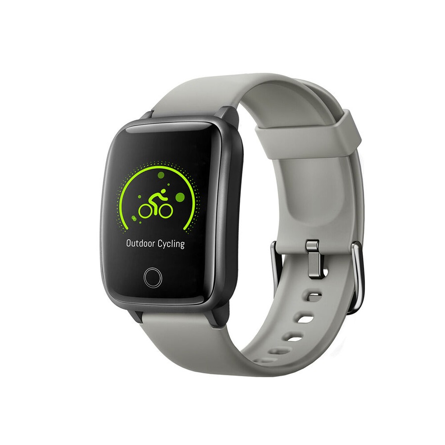 Fitsmart 33mm Android/IOS Bluetooth Smart Watch w/ Silicone Strap Silver Grey