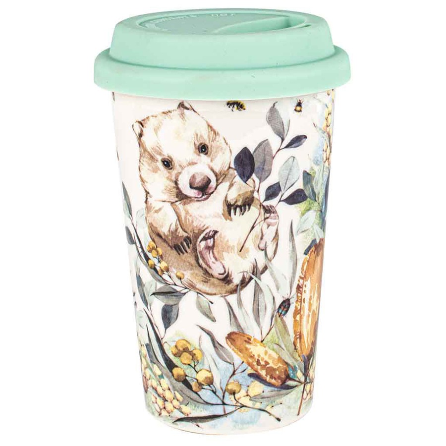 Flora & Fauna Wombat 290ml Travel Mug Double Walled New Bone China Drink Cup