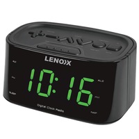 FM Radio Dual Alarm Clock/Large Big LED Digital Display w/USB Charger Black