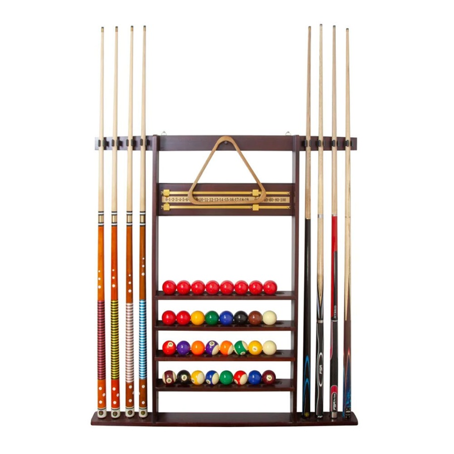 Formula Sports Combi Billard Snooker Pool Wall Mount Cue Rack Mahogany 105x95cm