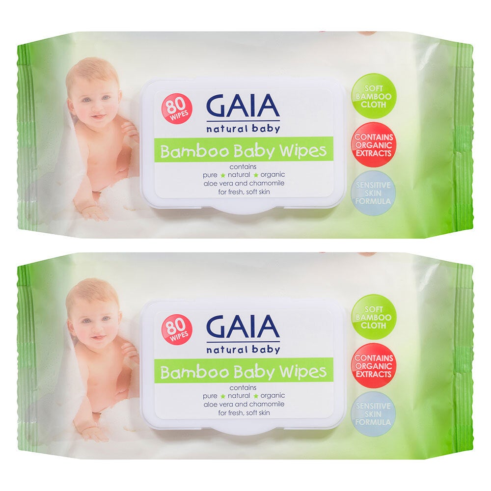 Gaia 160PK Natural/Pure/Organic Bamboo Baby/Kid Wipes Lightly Scent/Free Alcohol