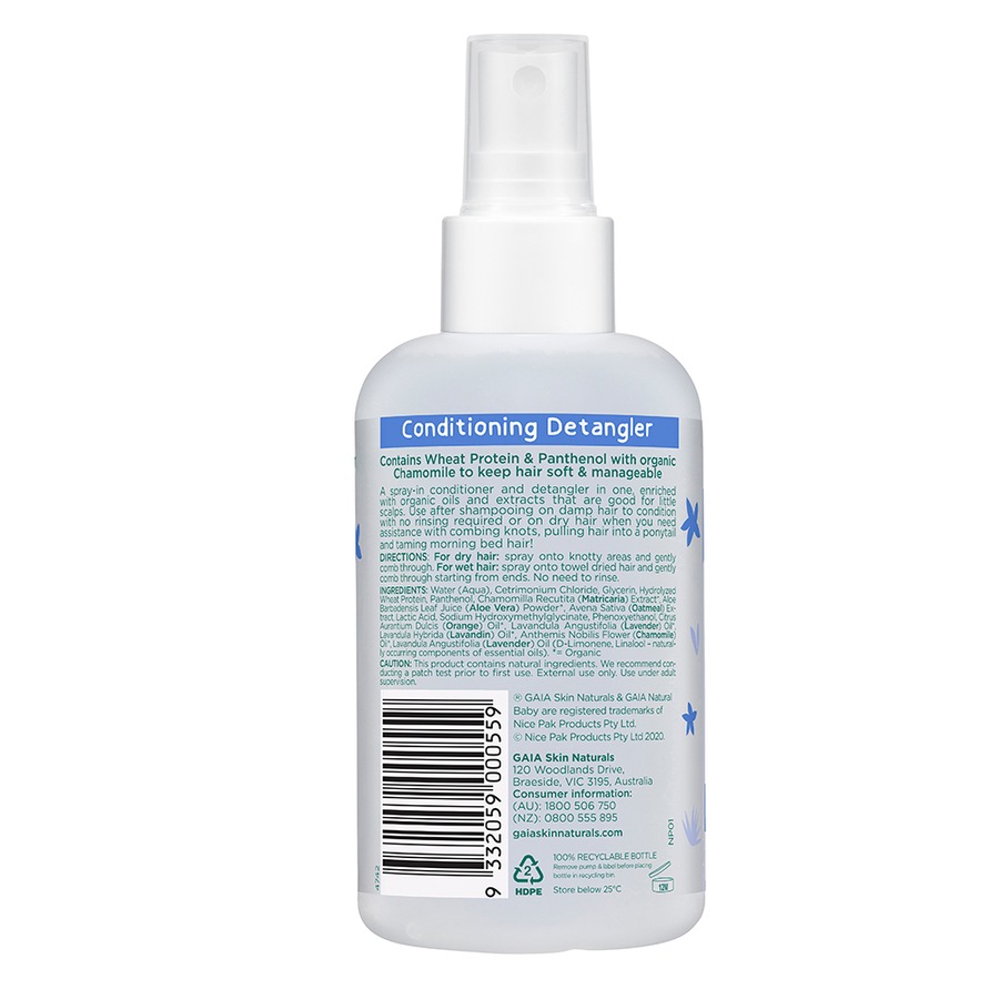 Gaia 400ml Organic Baby/Kids/Toddlers Conditioning Detangler Vegan Friendly