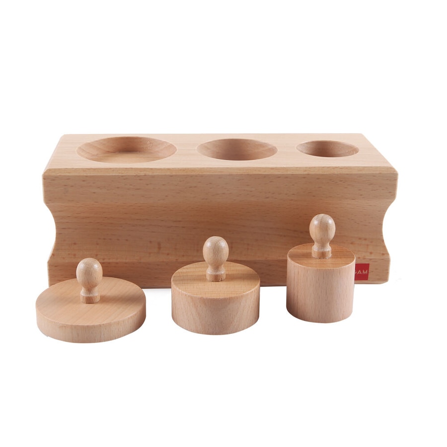 Gam Montessori 0-3 Cylinder Block #3 Wooden Educational Toy Brown Kids - 3y+