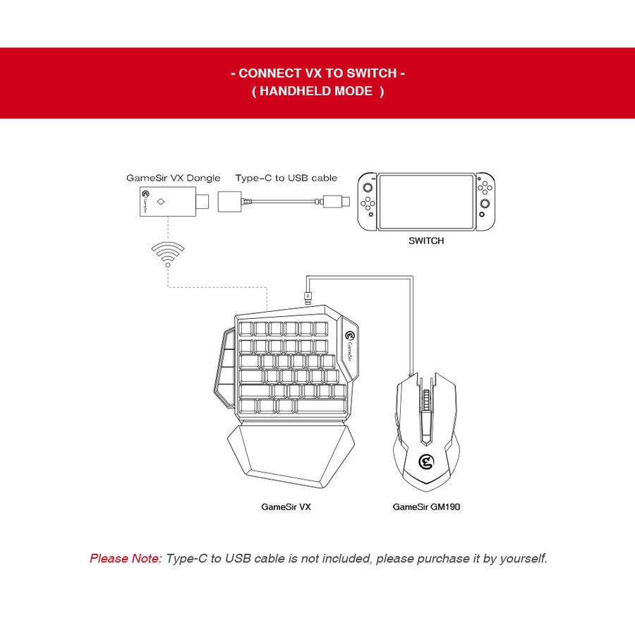 GameSir VX AimSwitch Wireless Gaming Xbox/PS4/Switch Mechanical Keyboard/Mouse