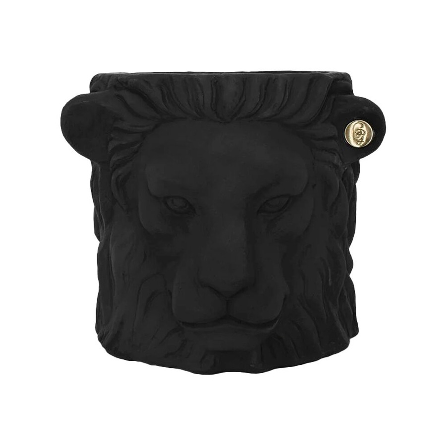 Garden Glory Lion Flower/Plant Pot Centerpiece Tabletop Decor Small Black