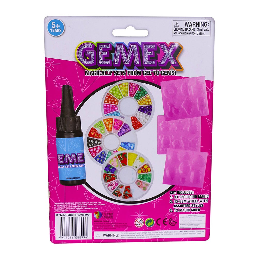 Gemex Refill Kit w/Liquid/Mold/Assorted Gems Girls Jewellery/Clips Making 5y+