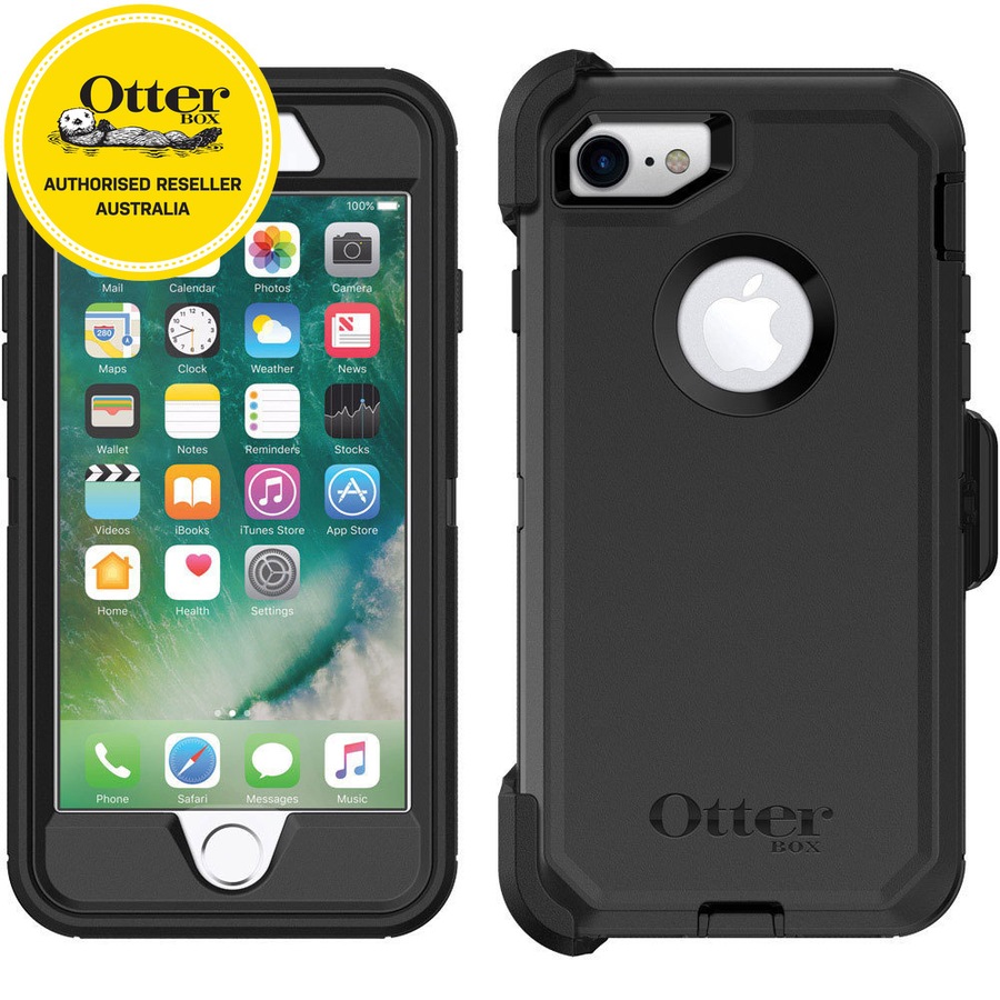 OtterBox Defender Tough Shockproof Case w/Screen Protector for iPhone 7/8 Black