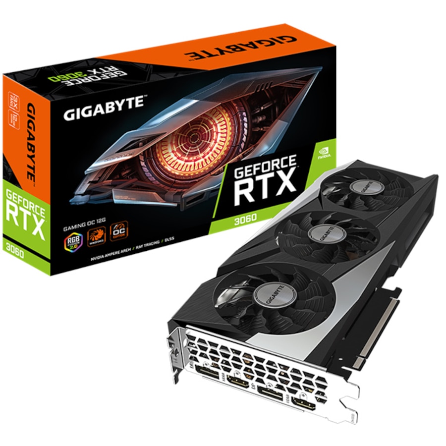 Gigabyte nVidia GeForce RTX Gaming OC 3060 Rev 2.0 12G GDDR6 Video Card For CPU
